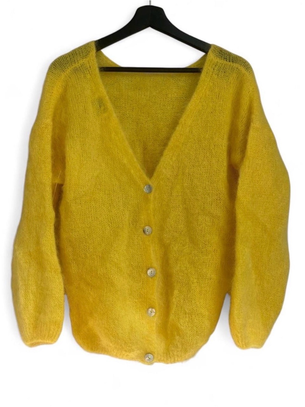 American Dream Yellow V-Neck Button Cardigan